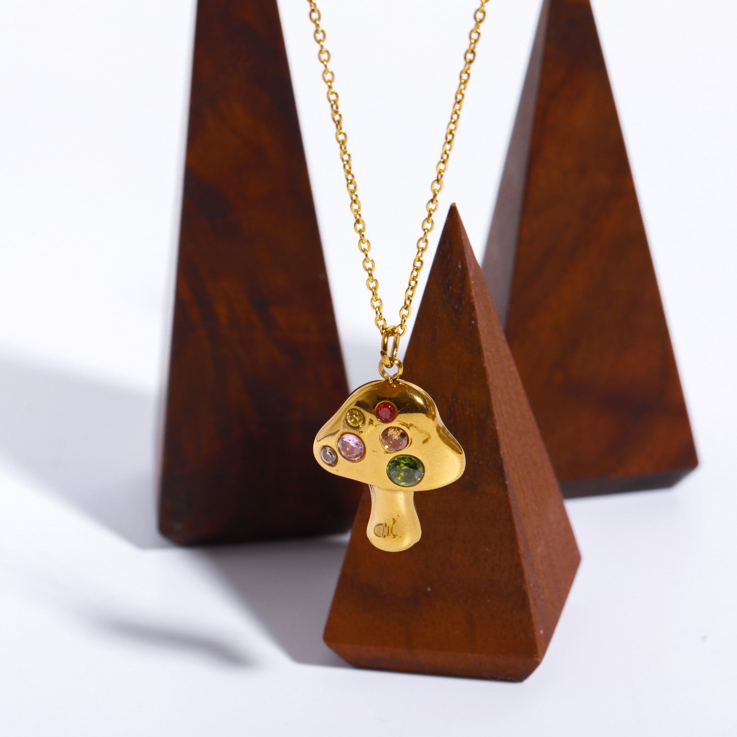 Wholesale Golden Mushroom Lucky Symbol Gold Plated Necklace